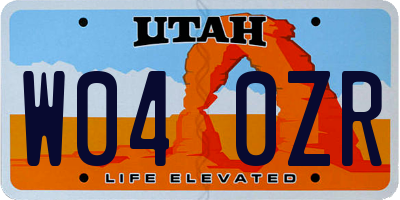 UT license plate W040ZR