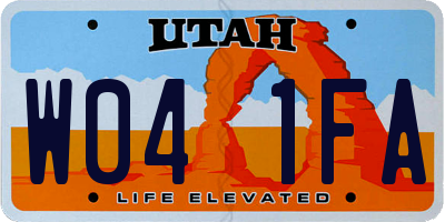 UT license plate W041FA