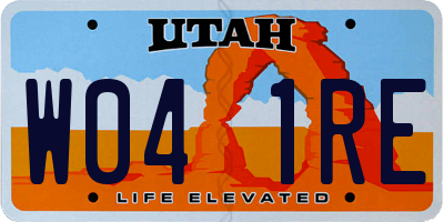 UT license plate W041RE