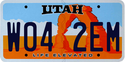 UT license plate W042EM