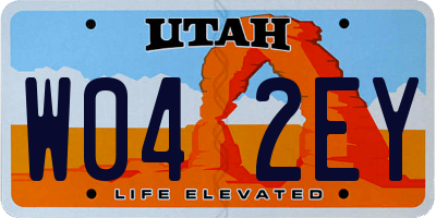 UT license plate W042EY