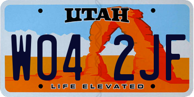 UT license plate W042JF