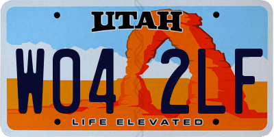 UT license plate W042LF