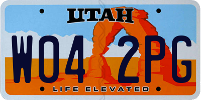 UT license plate W042PG