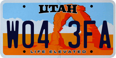 UT license plate W043FA