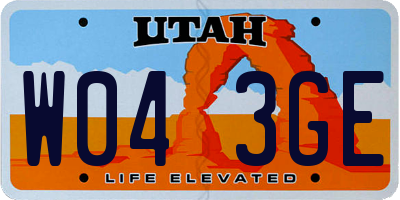 UT license plate W043GE