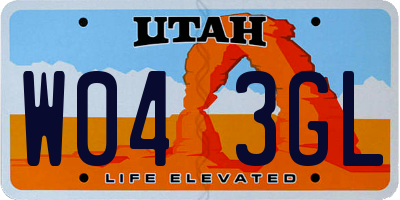 UT license plate W043GL