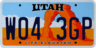 UT license plate W043GP