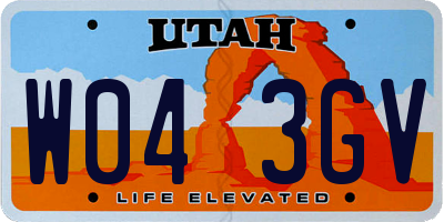 UT license plate W043GV