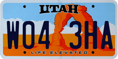 UT license plate W043HA
