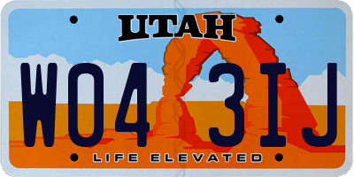 UT license plate W043IJ