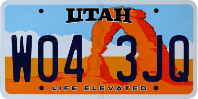 UT license plate W043JQ