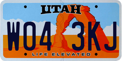 UT license plate W043KJ