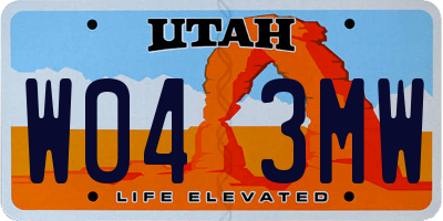 UT license plate W043MW