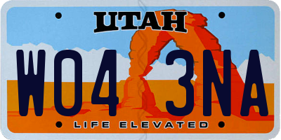 UT license plate W043NA