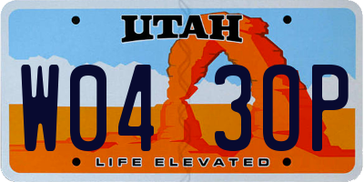 UT license plate W043OP