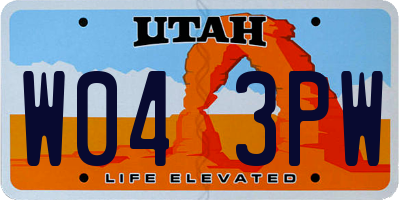 UT license plate W043PW