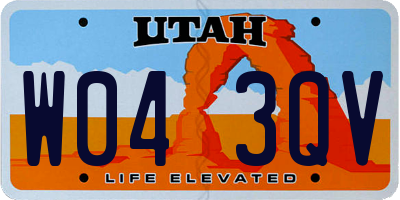 UT license plate W043QV