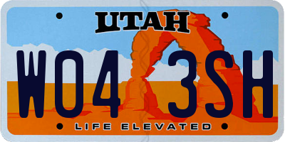 UT license plate W043SH