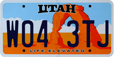 UT license plate W043TJ