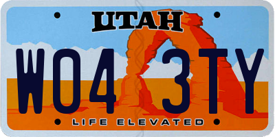 UT license plate W043TY