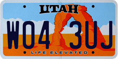 UT license plate W043UJ