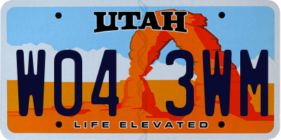 UT license plate W043WM