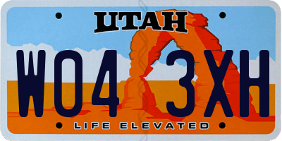 UT license plate W043XH