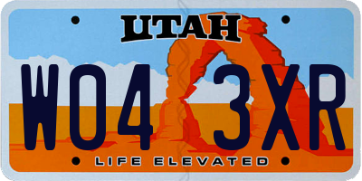 UT license plate W043XR