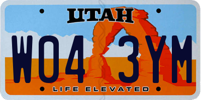 UT license plate W043YM