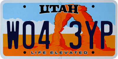 UT license plate W043YP