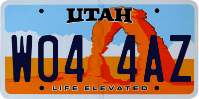 UT license plate W044AZ