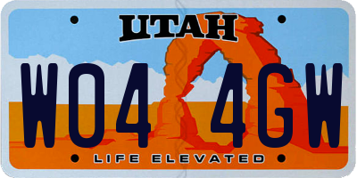 UT license plate W044GW