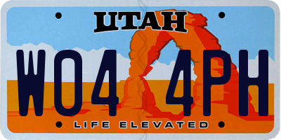 UT license plate W044PH