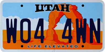 UT license plate W044WN