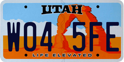 UT license plate W045FE