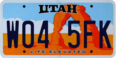 UT license plate W045FK