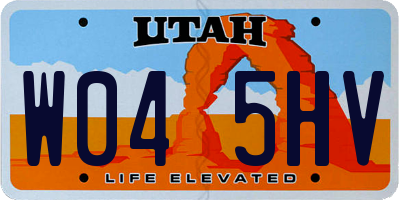 UT license plate W045HV