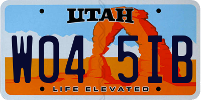 UT license plate W045IB