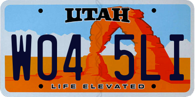 UT license plate W045LI