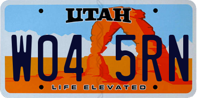 UT license plate W045RN