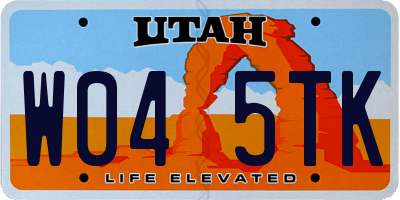 UT license plate W045TK