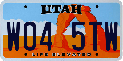 UT license plate W045TW