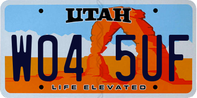 UT license plate W045UF