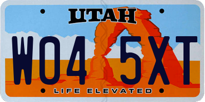 UT license plate W045XT