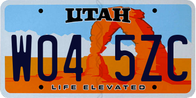 UT license plate W045ZC