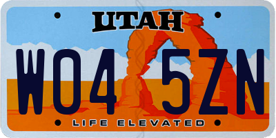 UT license plate W045ZN