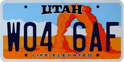 UT license plate W046AF