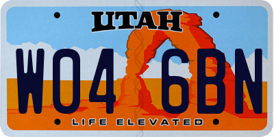UT license plate W046BN