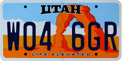 UT license plate W046GR